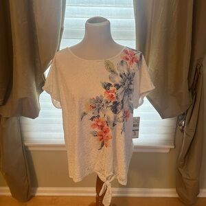 Floral Lace Tie-Front Top by Alfred Dunner size XL new with tags